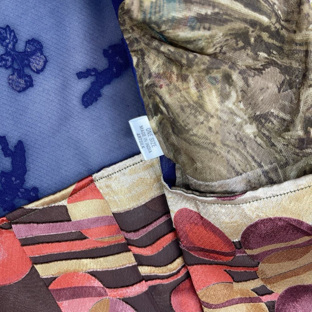 Vtg Sterling Styles Kimono Cardigan One Size Patchwork ArtSilk Sheer Whimsygoth - Picture 8 of 12